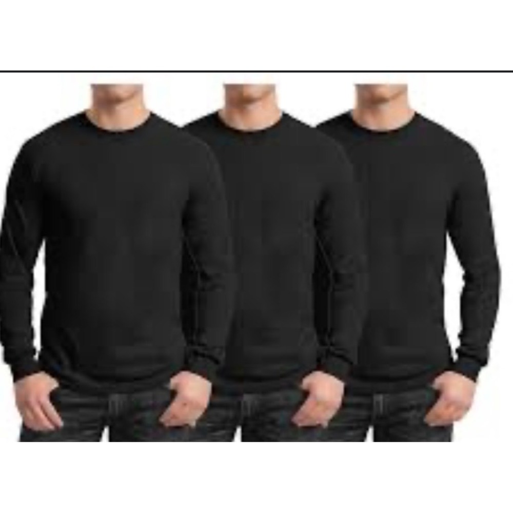 Galaxy‎ By Harvic Mens Black Waffle Knit Long Sleeve Crew Neck Shirt 2XL